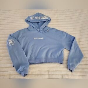 Barstool Sports I am unwell Crop Sweatshirt Hoodie Call Her Daddy Blue Womens M